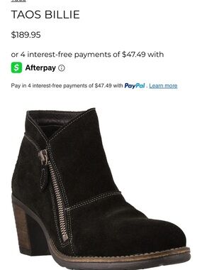 Taos Footwear Billie Black Suede Side-Zip Ankle Boot